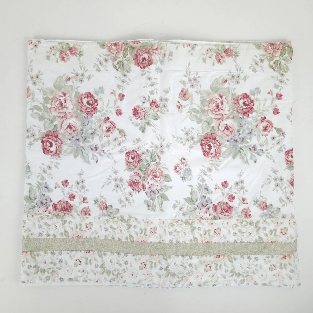 Vtg JC Penney Window Valance Floral Rose Lined Shabby Cottage Autumn 80x18 PAIR